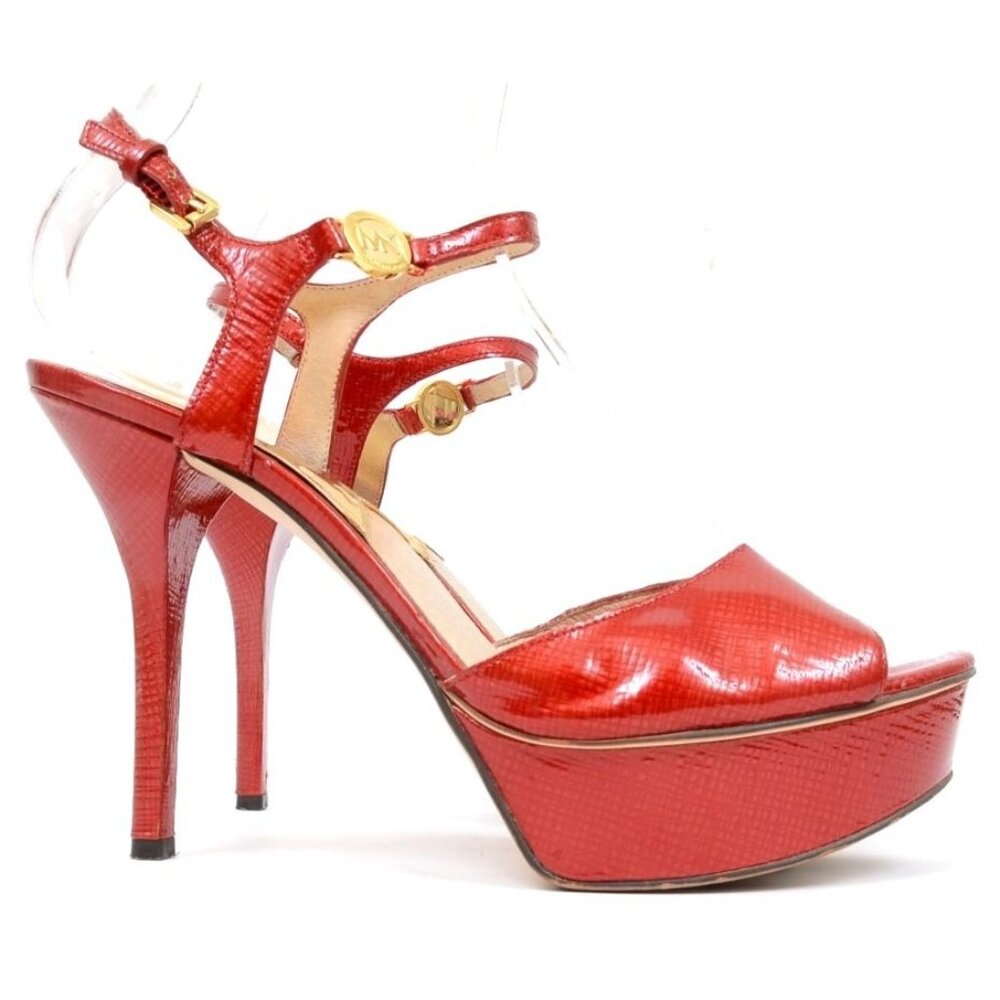 Michael Kors Carla Red Shiny‎ Platform Stiletto Heels Coquette Dance Size 9